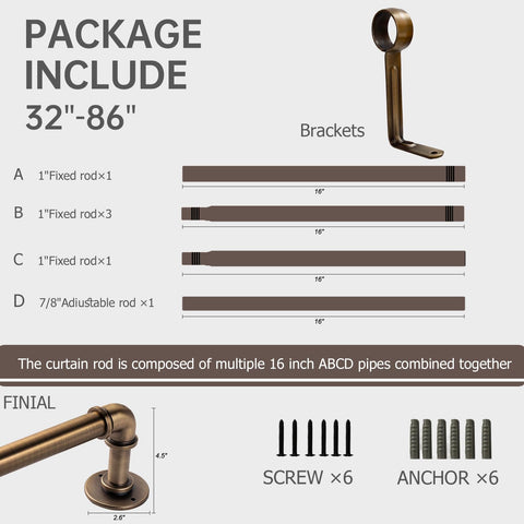 QBMVWF wrap-around curtain rod with anti-slip brackets prevents wobble during daily use.