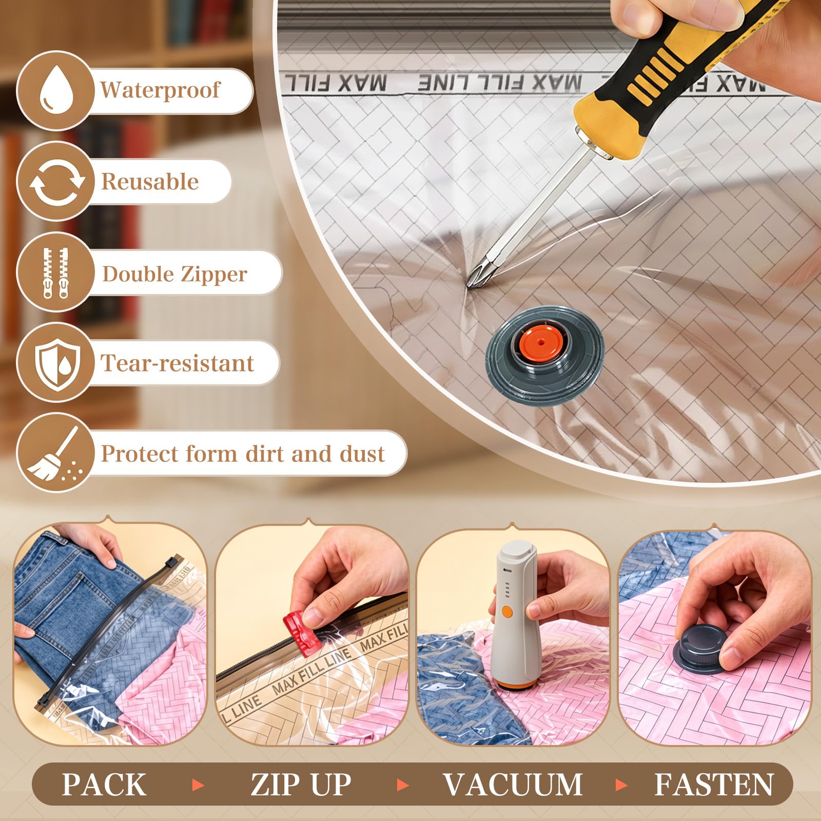 QcoQce bedding storage bags neatly organize blankets and pillows