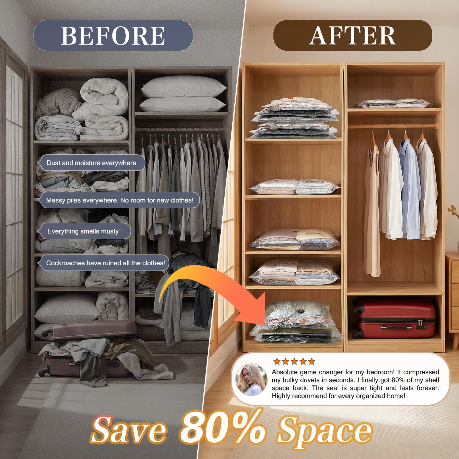 QcoQce double-zip seal keeps contents airtight and dust-free