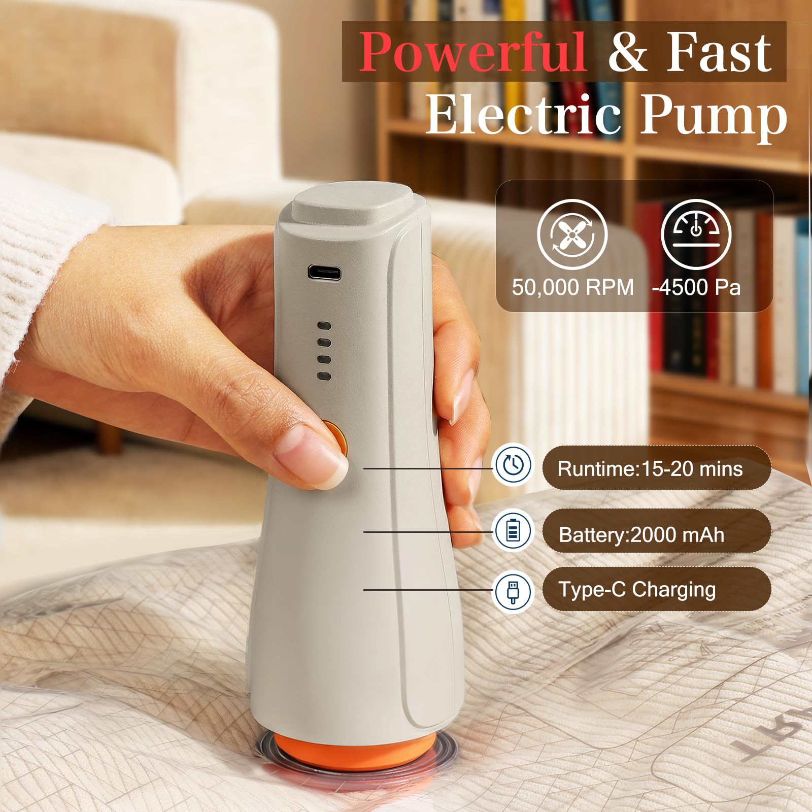 QcoQce electric pump in action quickly removes air from bags