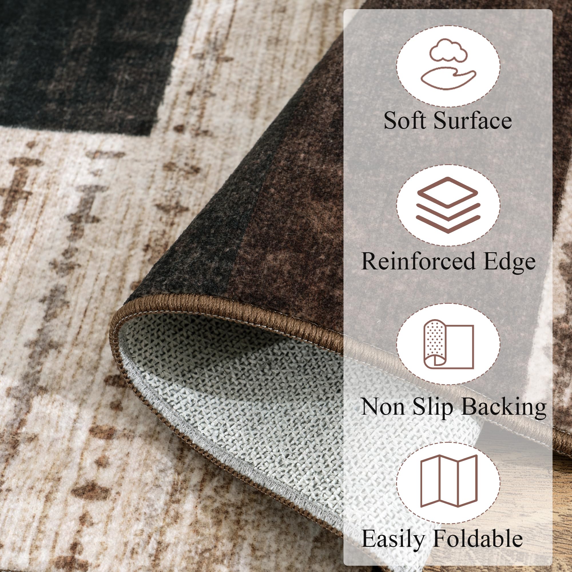 QDUIDU rug with non-slip backing helps keep high-traffic areas stable