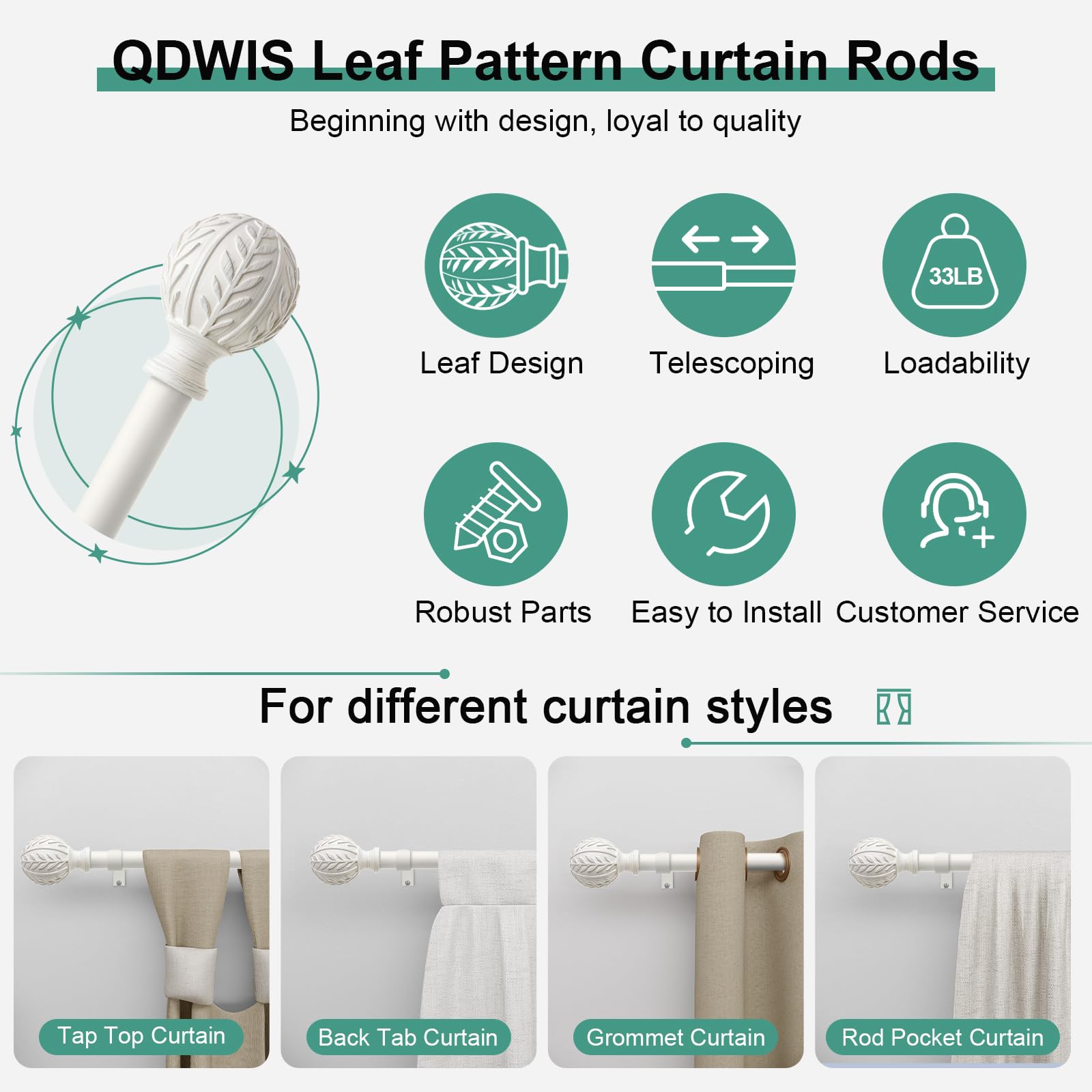 QDWIS Antique White inline splice design enables easy length customization