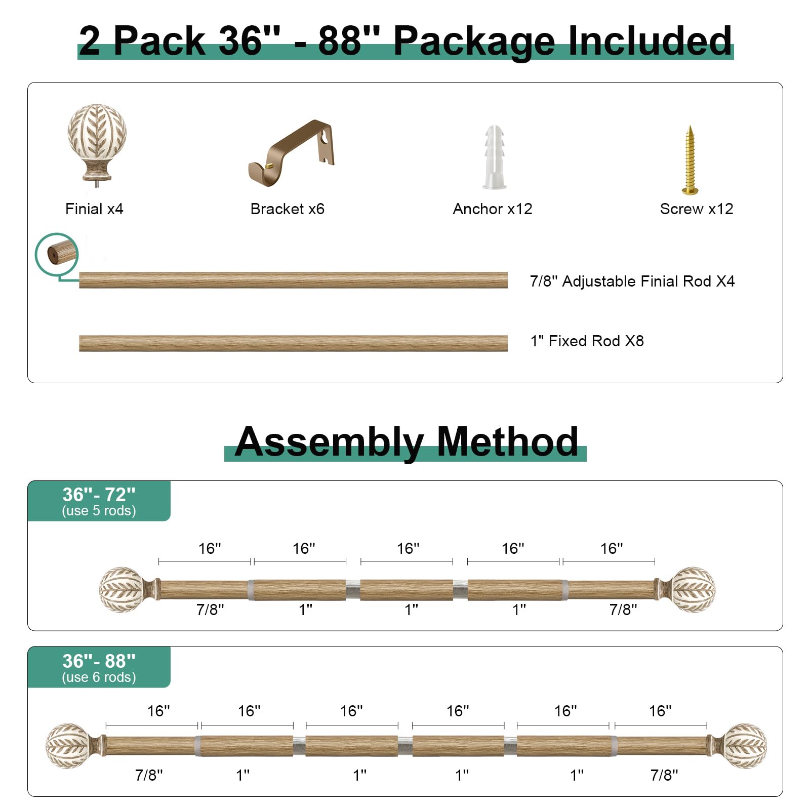 QDWIS 2-pack design suits bedrooms, living rooms, and balconies