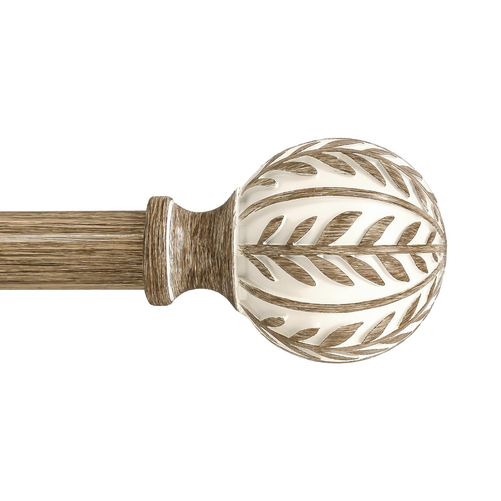 QDWIS boho wood curtain rod with weathered finish for 66-120 inch windows