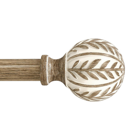 QDWIS boho wood curtain rod with weathered finish for 66-120 inch windows
