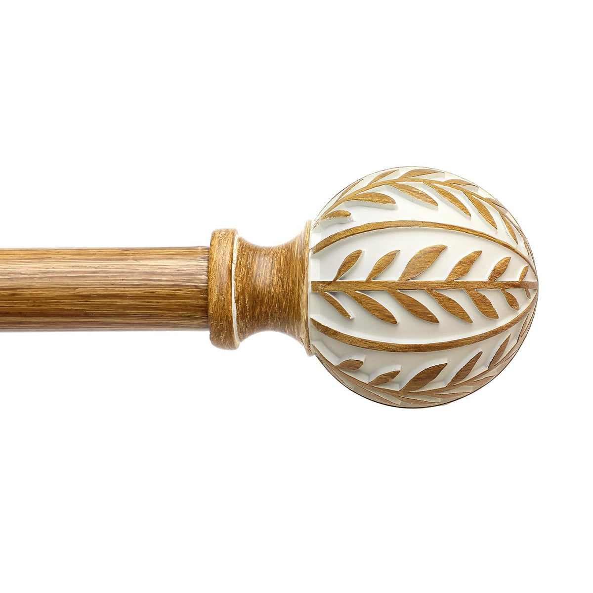 QDWIS Boho wood curtain rod fins showcase natural leaf finials for rustic charm