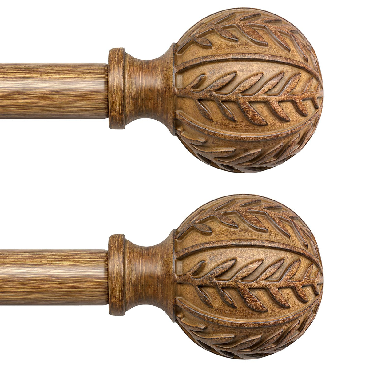 QDWIS boho wood curtain rods installed in a living room showing the rustic finish.