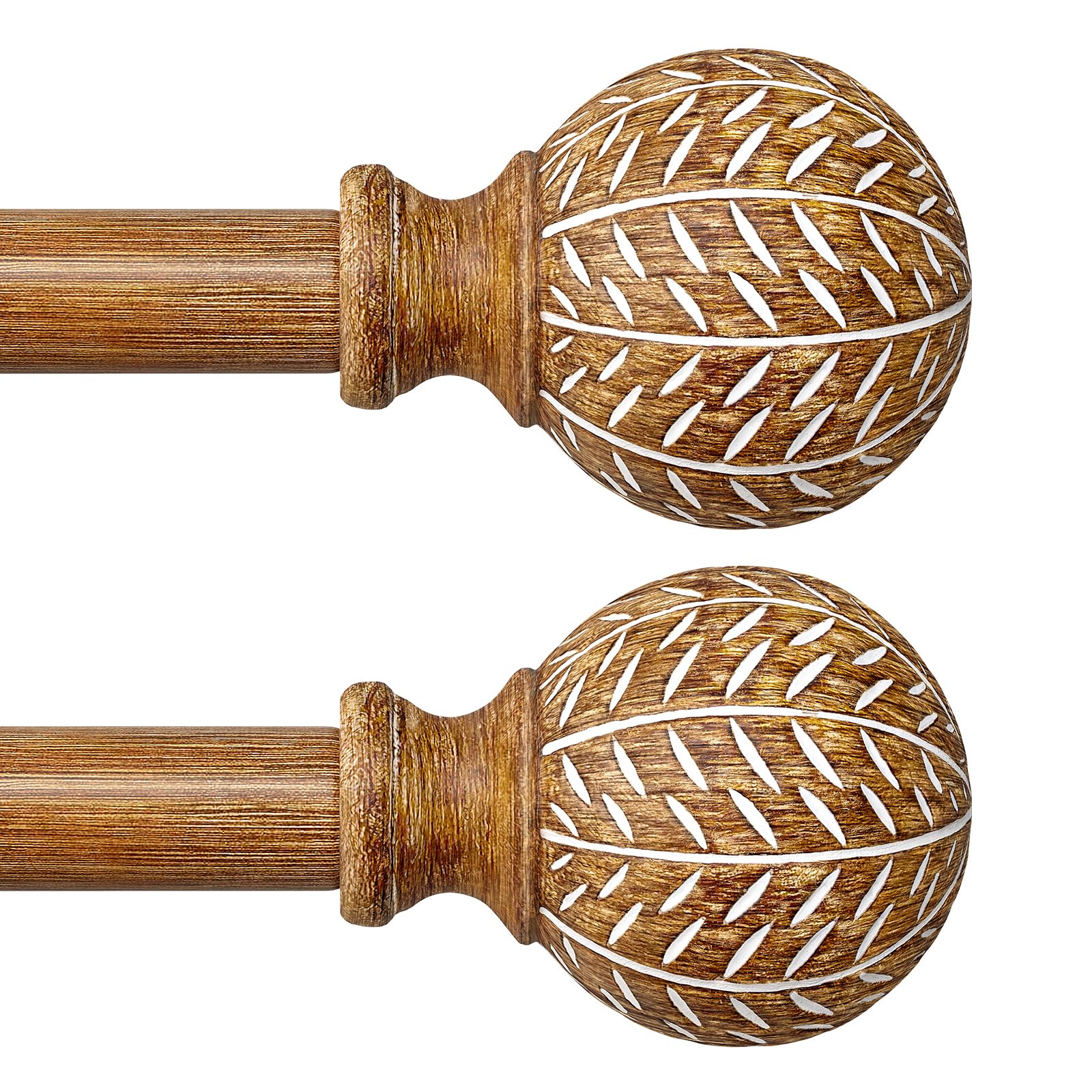 QDWIS imitation wood grain leaf finials add vintage charm to window decor
