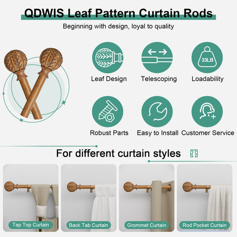 QDWIS inner rod measures 7/8 inch for smooth curtain operation.