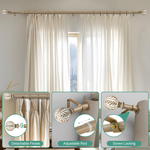 QDWIS rustic decorative drapery rod set for living spaces