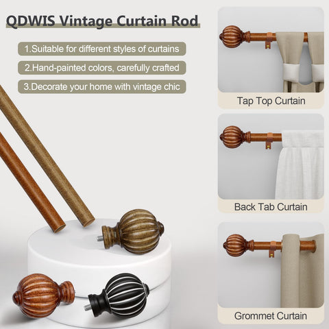 QDWIS telescopic adjustable curtain rod adapts from 36 to 88 inches.