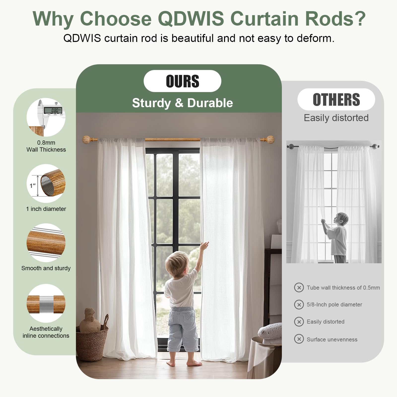 QDWIS telescoping rod sections let you customize length to your window