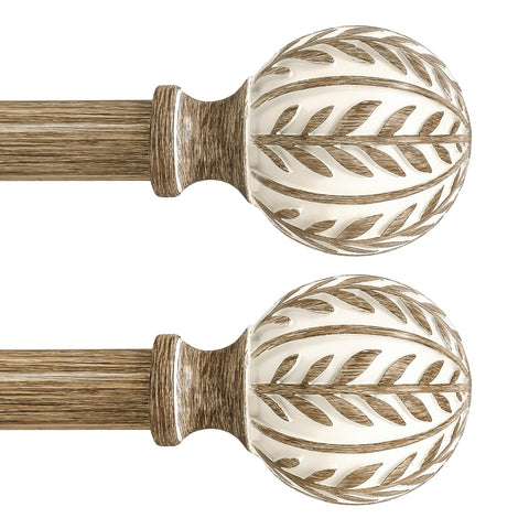 QDWIS weathered wood curtain rod assembly for sturdy window framing