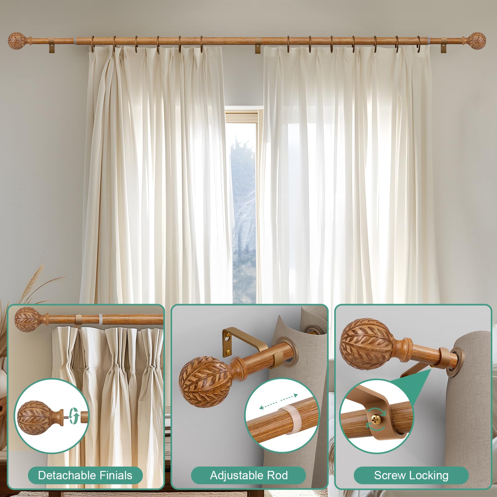 QDWIS wood curtain rod dedicated support helps ensure a smooth experience.
