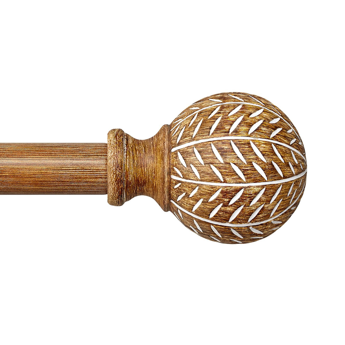 QDWIS wood grain leaf-finial curtain rod adds natural style to any window