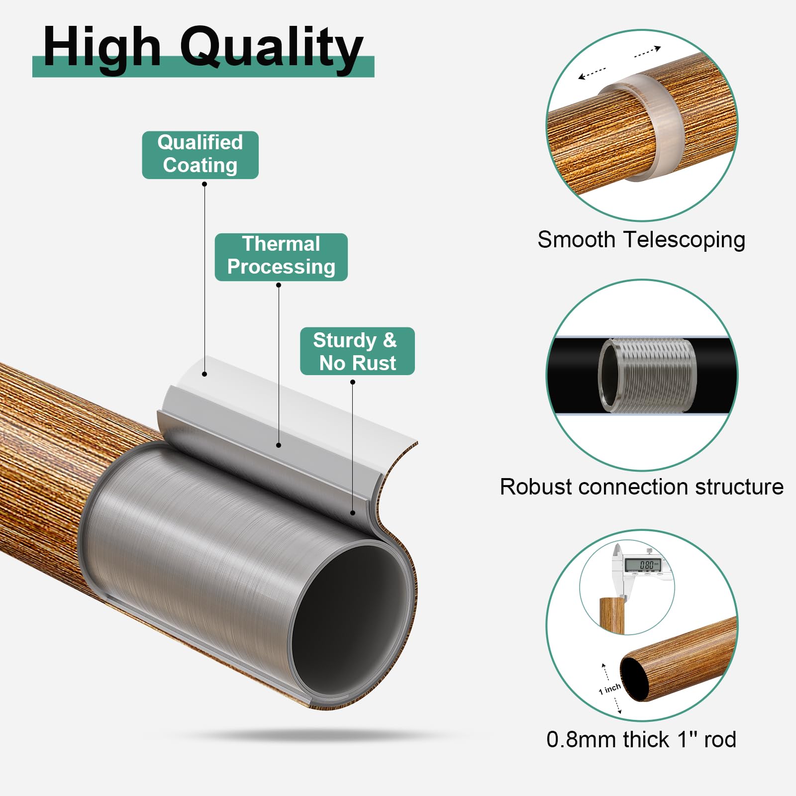 QDWIS wood curtain rod includes all hardware for straightforward installation.