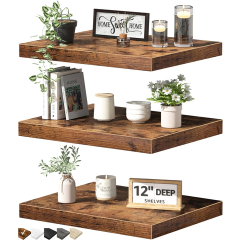 QEEIG 12x16 deep floating shelf on wall for space-saving storage.