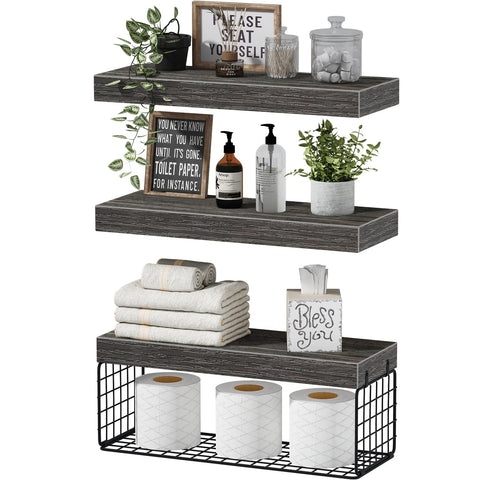 QEEIG over-toilet shelves grey, wall-mounted storage for a tidy bath