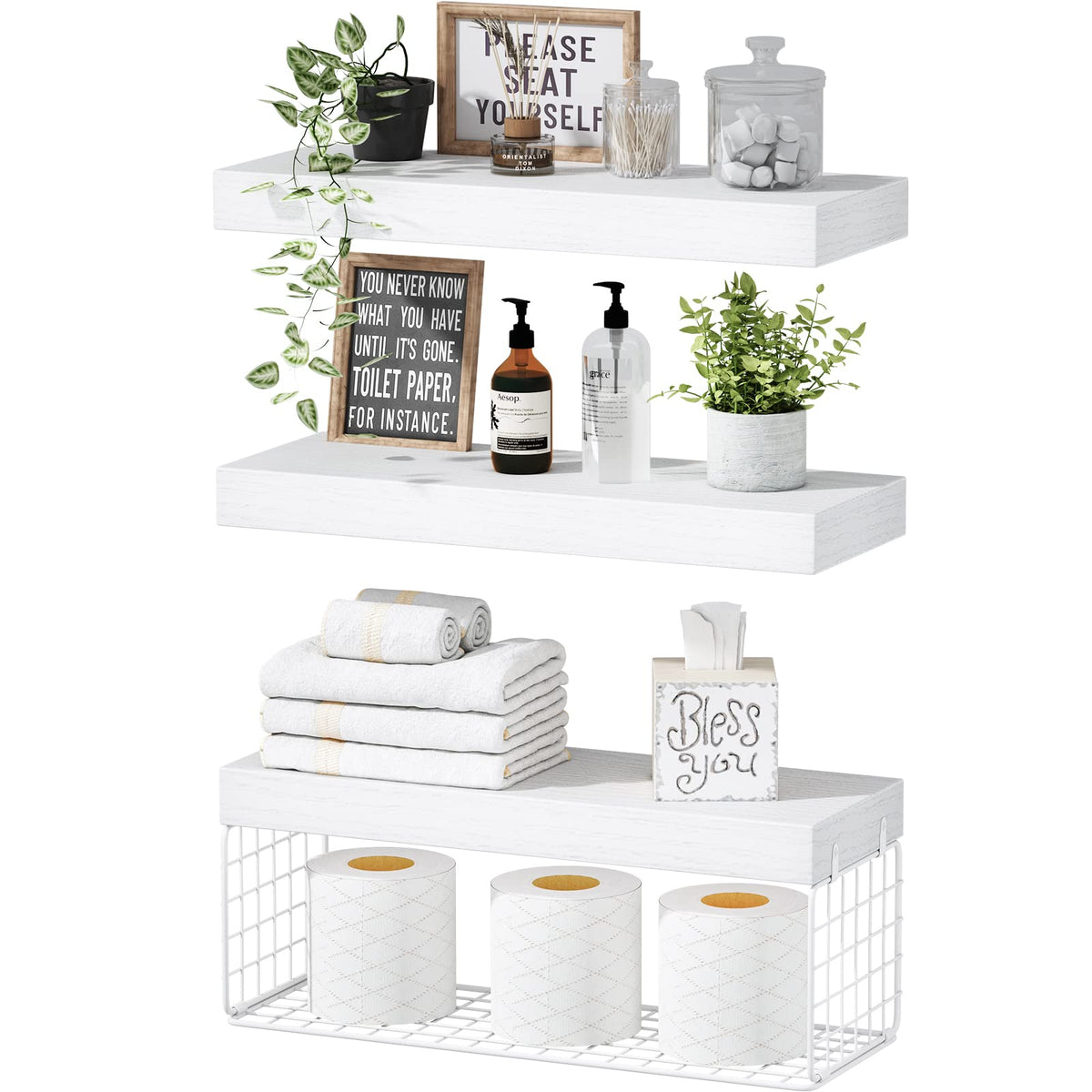 QEEIG bathroom shelves over toilet during installation for extra storage