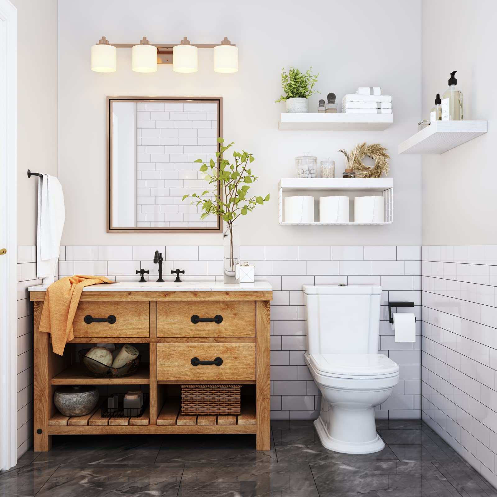 QEEIG floating wall shelves with brackets mounted on wall