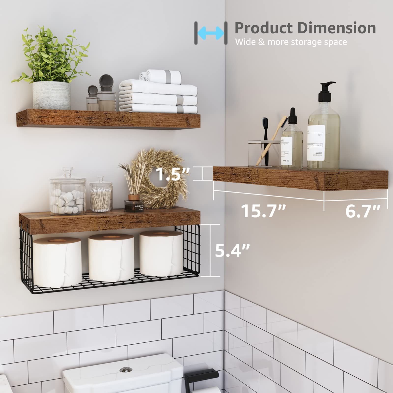 QEEIG 3-piece set for towels and toilet paper storage.