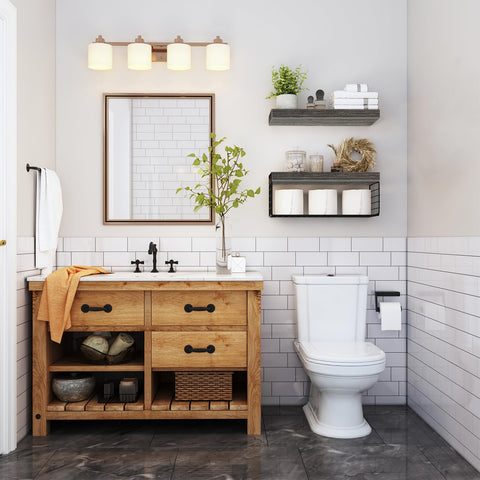 Grey QEEIG bathroom shelves side view highlighting damp-space durability