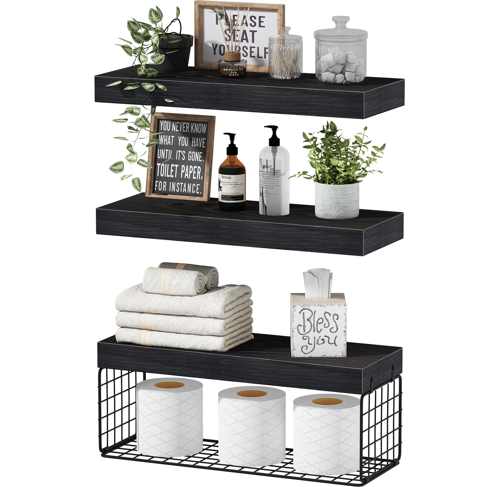 QEEIG bathroom shelves over toilet front view demonstrates compact, space-saving storage.