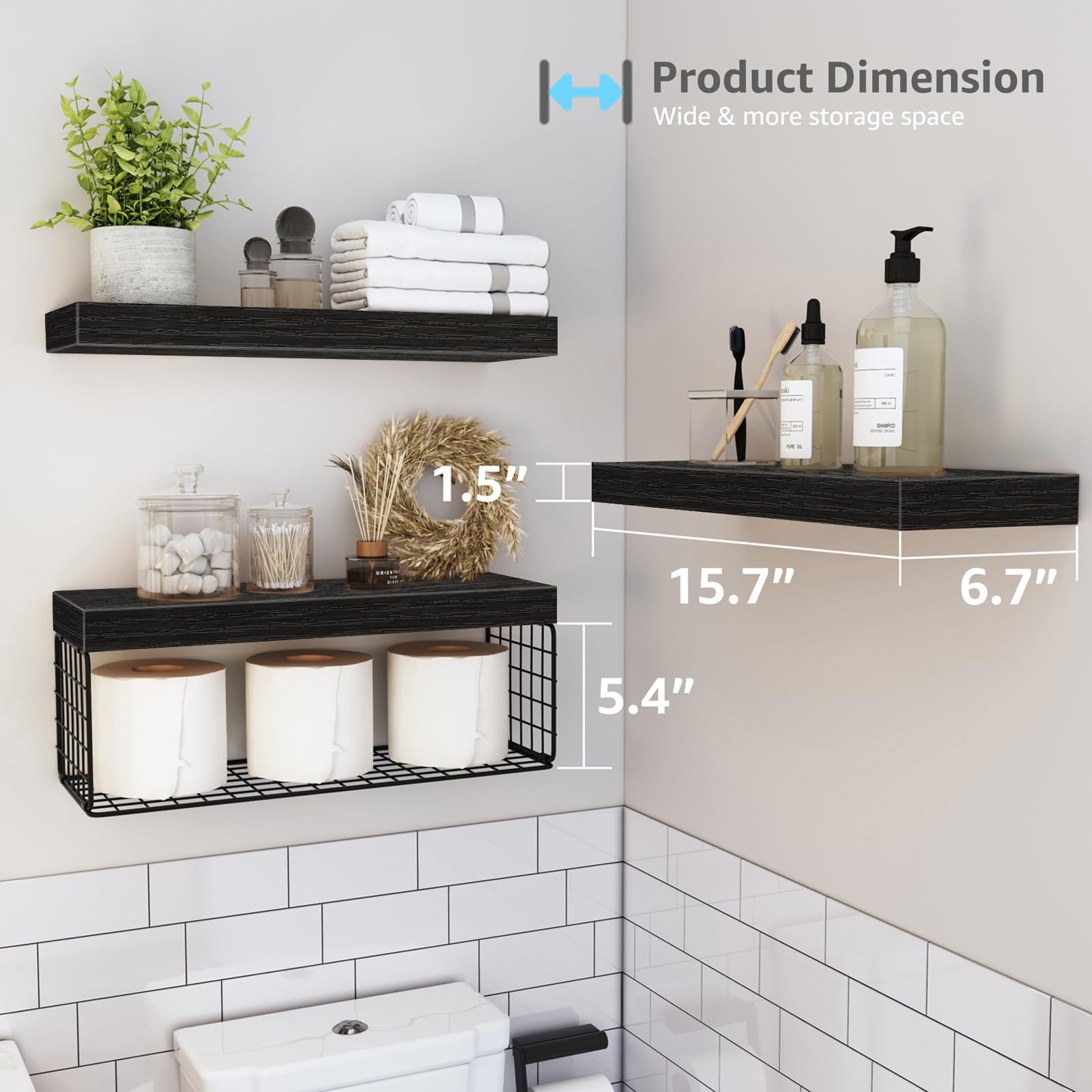 QEEIG bathroom shelves over toilet metal basket close-up shows sturdy support.