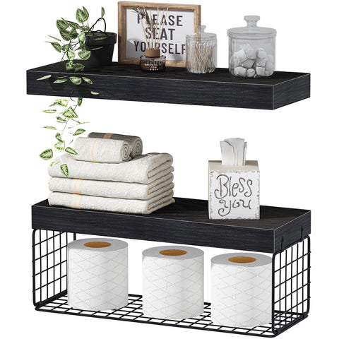 QEEIG bathroom shelves over toilet provide space-saving storage for towels.