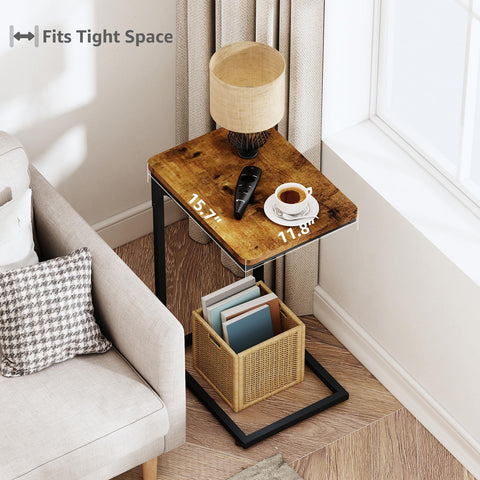 QEEIG C-table side table slim profile for small spaces