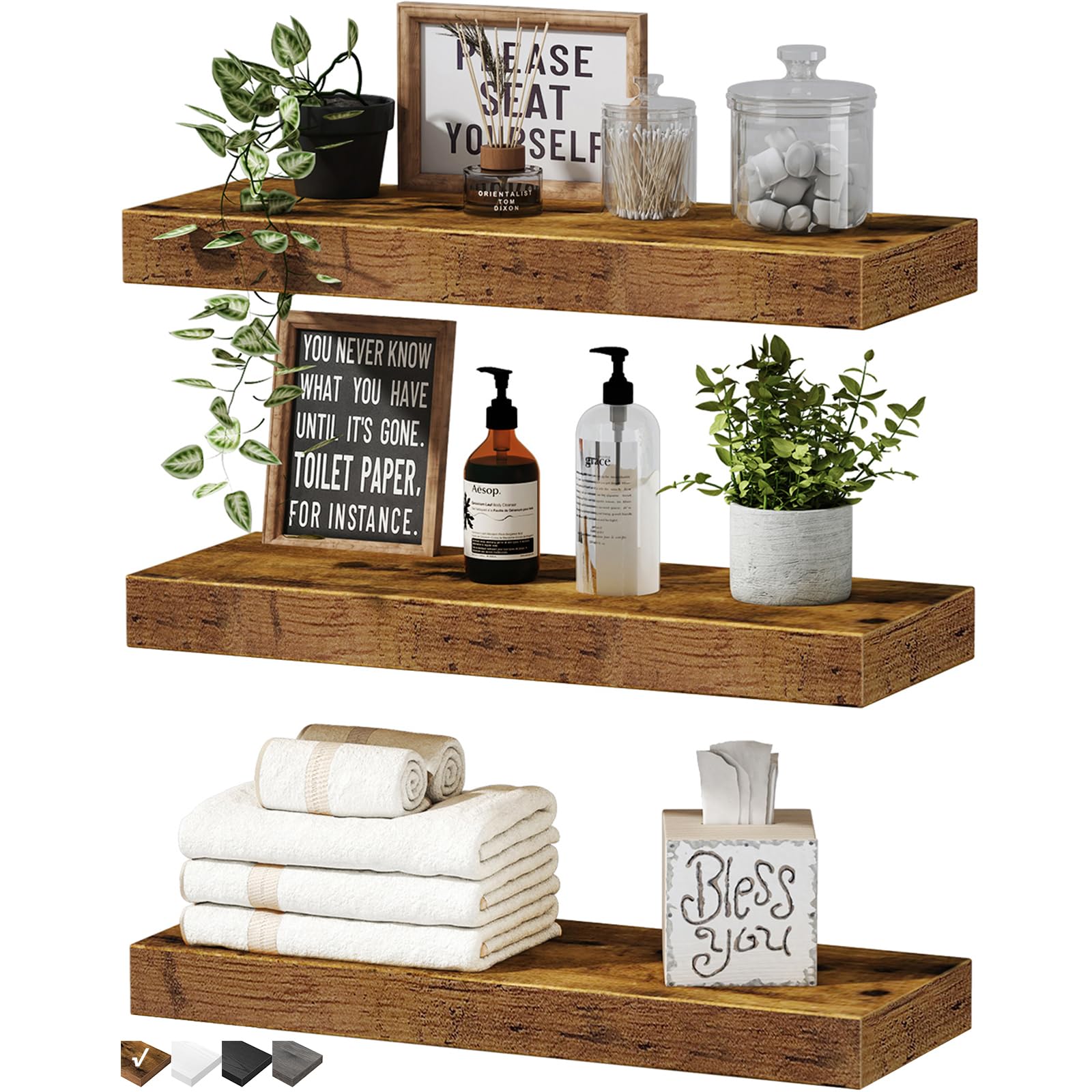 QEEIG floating shelves brackets close-up, showcasing sturdy support for books and decor.