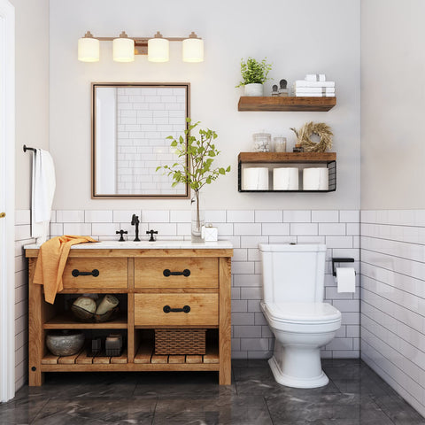QEEIG wall-mounted floating shelves with farmhouse charm for towels and decor