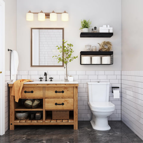QEEIG floating shelves with invisible brackets showcase farmhouse style and function.
