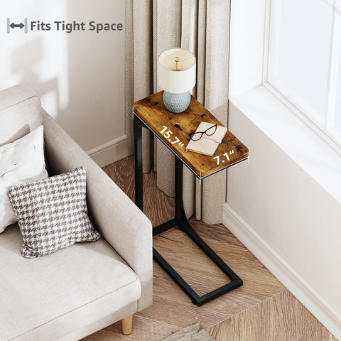 QEEIG rustic brown finish highlights a slim, space-saving pair in a small living room