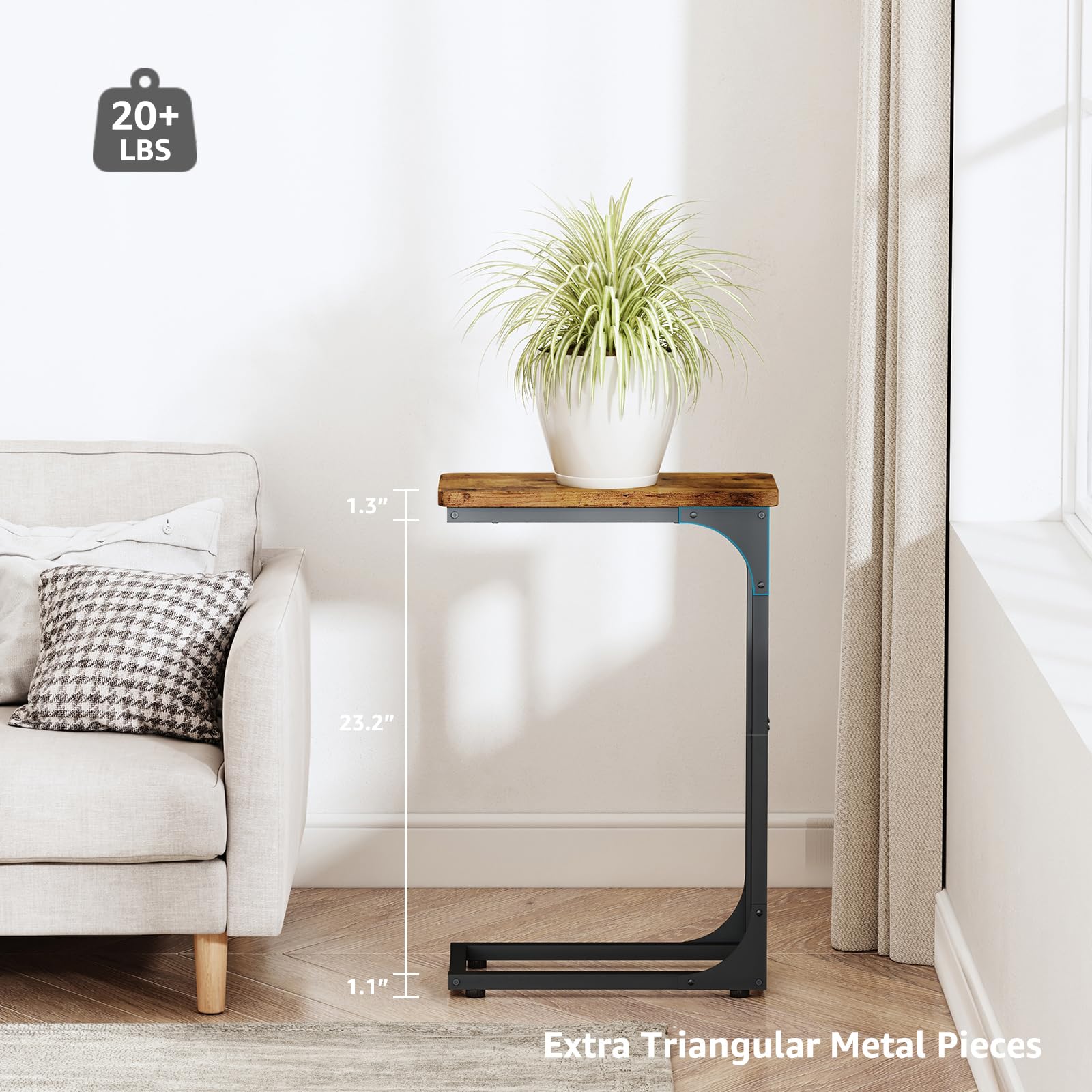 QEEIG side tables with triangular metal supports maintain stability in daily use