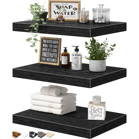 Plants displayed on QEEIG floating shelves for ambiance