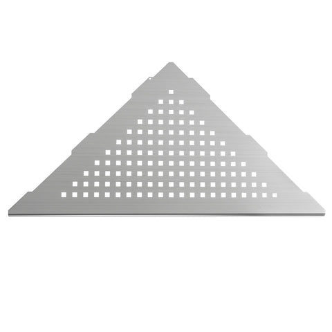 Qeke corner shower shelf brushed nickel 2-pack in use highlights space-saving design for easy access.