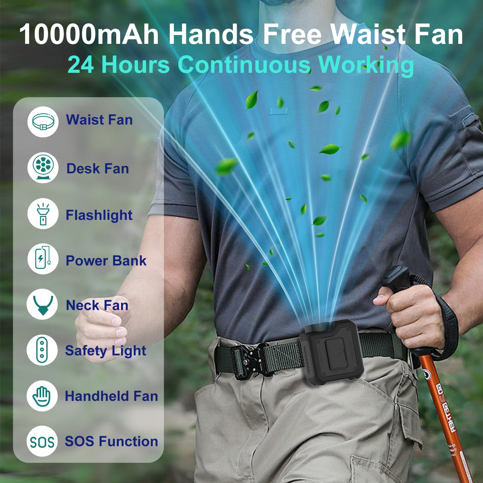 Qerhod 7-in-1 neck-wear fan with lanyard for on-the-go cooling