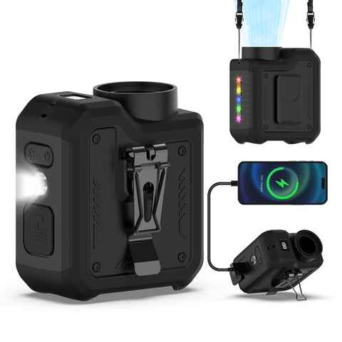 Qerhod 7-in-1 portable turbo fan with belt clip for hands-free cooling