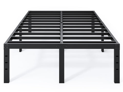 QEROMY full-size bed frame with 18 inch height providing ample under-bed storage