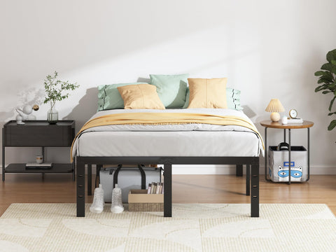 QEROMY bed frame features connection-ready holes for headboard and footboard