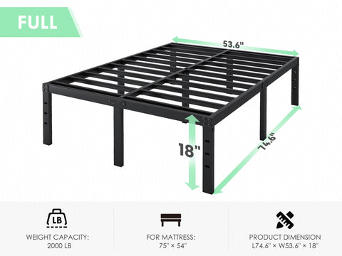 QEROMY heavy-duty steel bed frame with welded joints for stable support