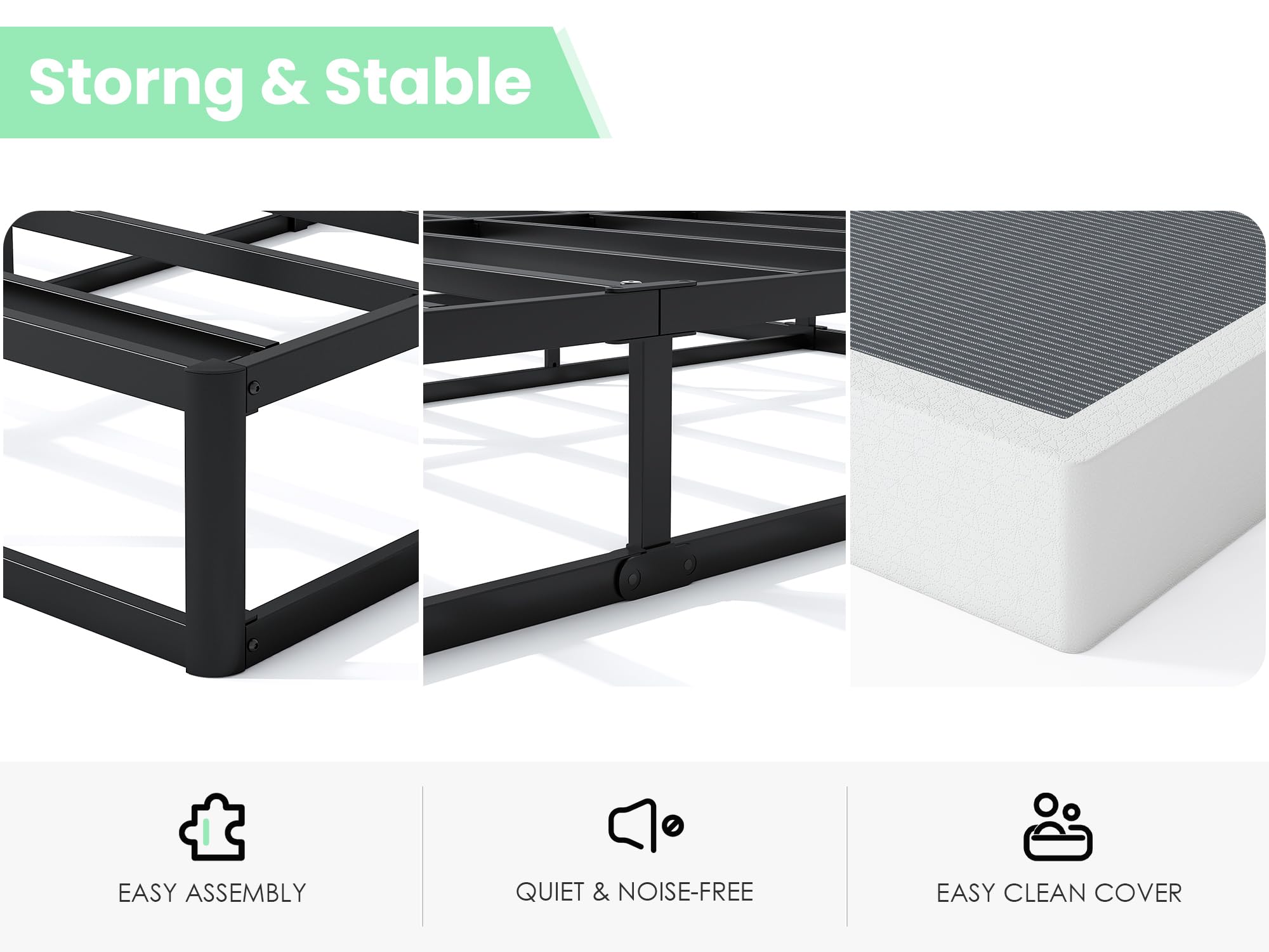 QEROMY jacquard cover prevents mattress sliding while adding clean bedroom aesthetics.