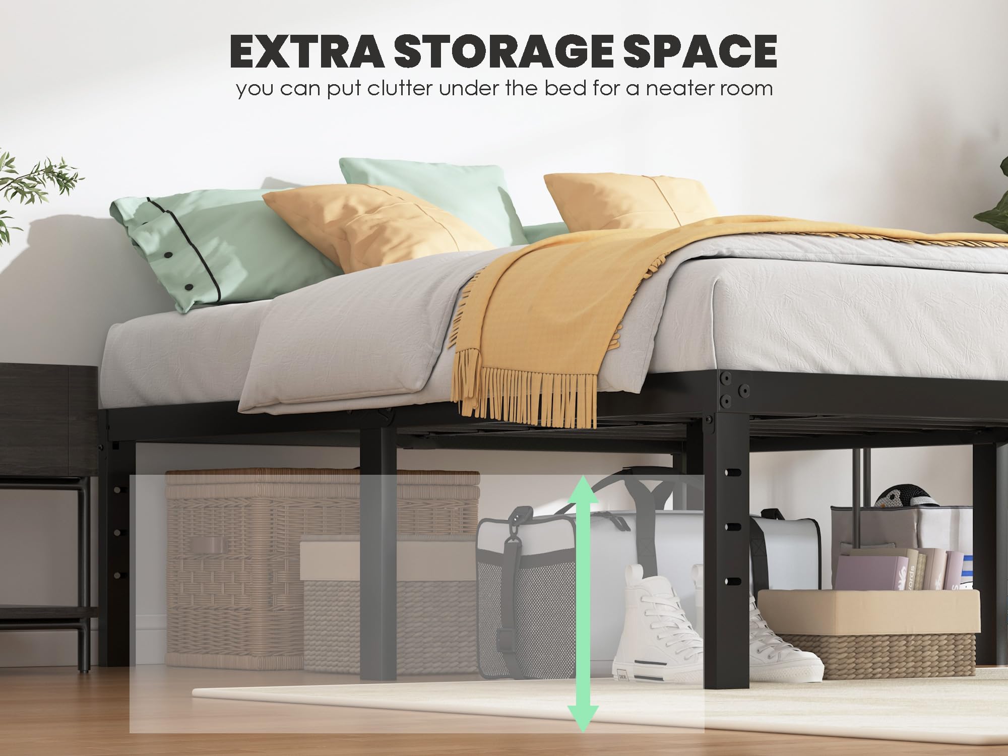 QEROMY twin bed frame assembly in progress with all parts included.