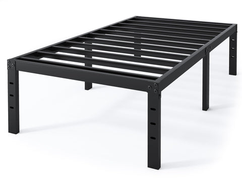 QEROMY twin bed frame with headboard holes for easy integration.
