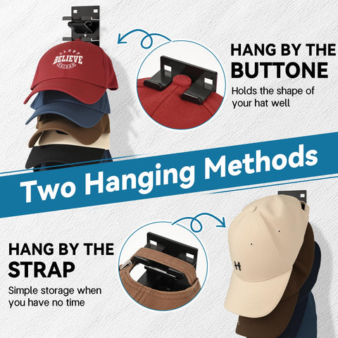 Qeuhehdi baseball-cap organizer holds nine hats per tier with clear visibility.