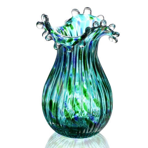 QFkris green glass bubble vase 8.5 inch as an elegant centerpiece