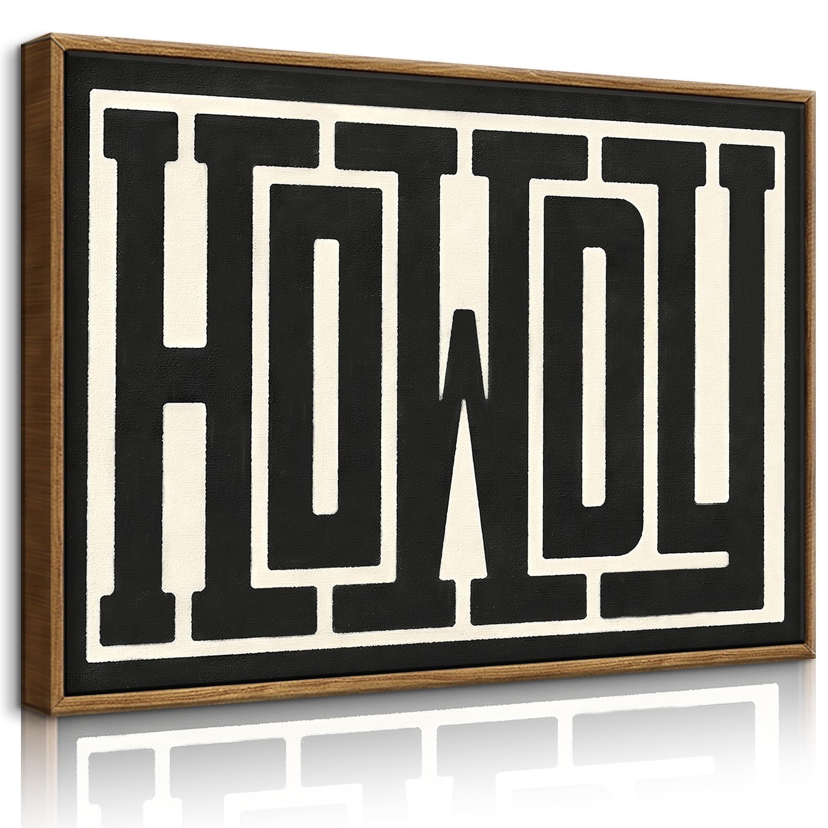 QIYFFBN framed western wall art with Howdy text in black and white for rustic charm.