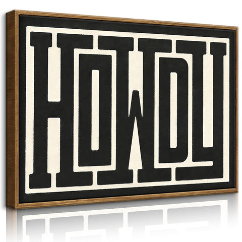 QIYFFBN framed western wall art with Howdy text in black and white for rustic charm.