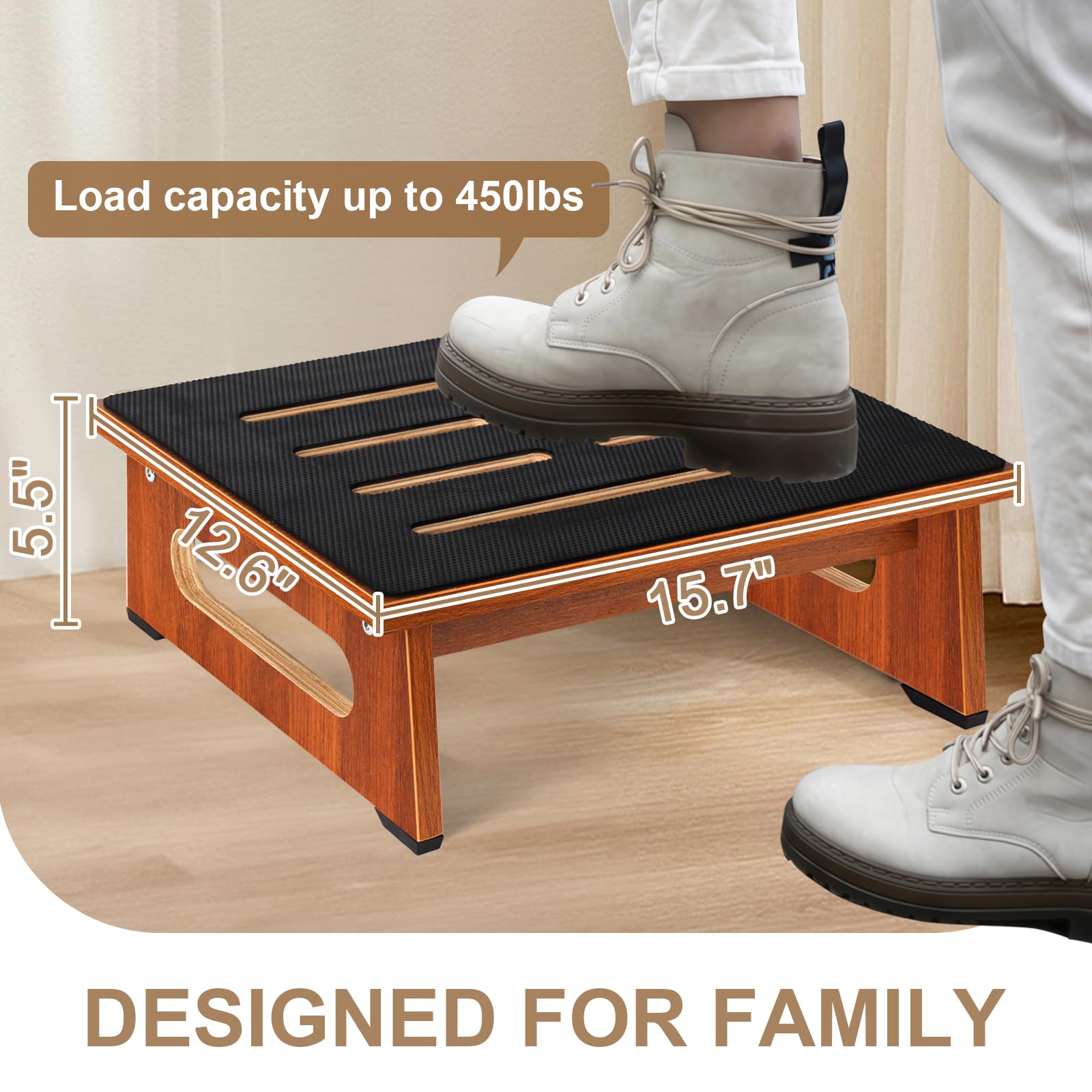 QIANBAIYI Step Stool supports up to 450 lbs for durable daily use.